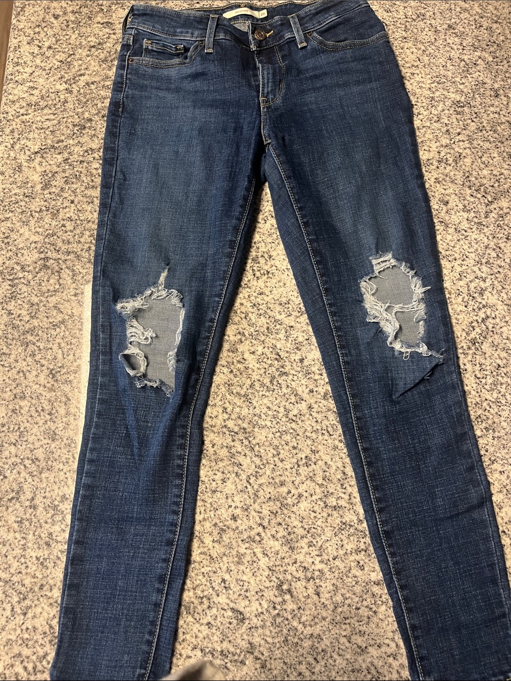 Levi's Dark Blue Ripped Skinny Jeans